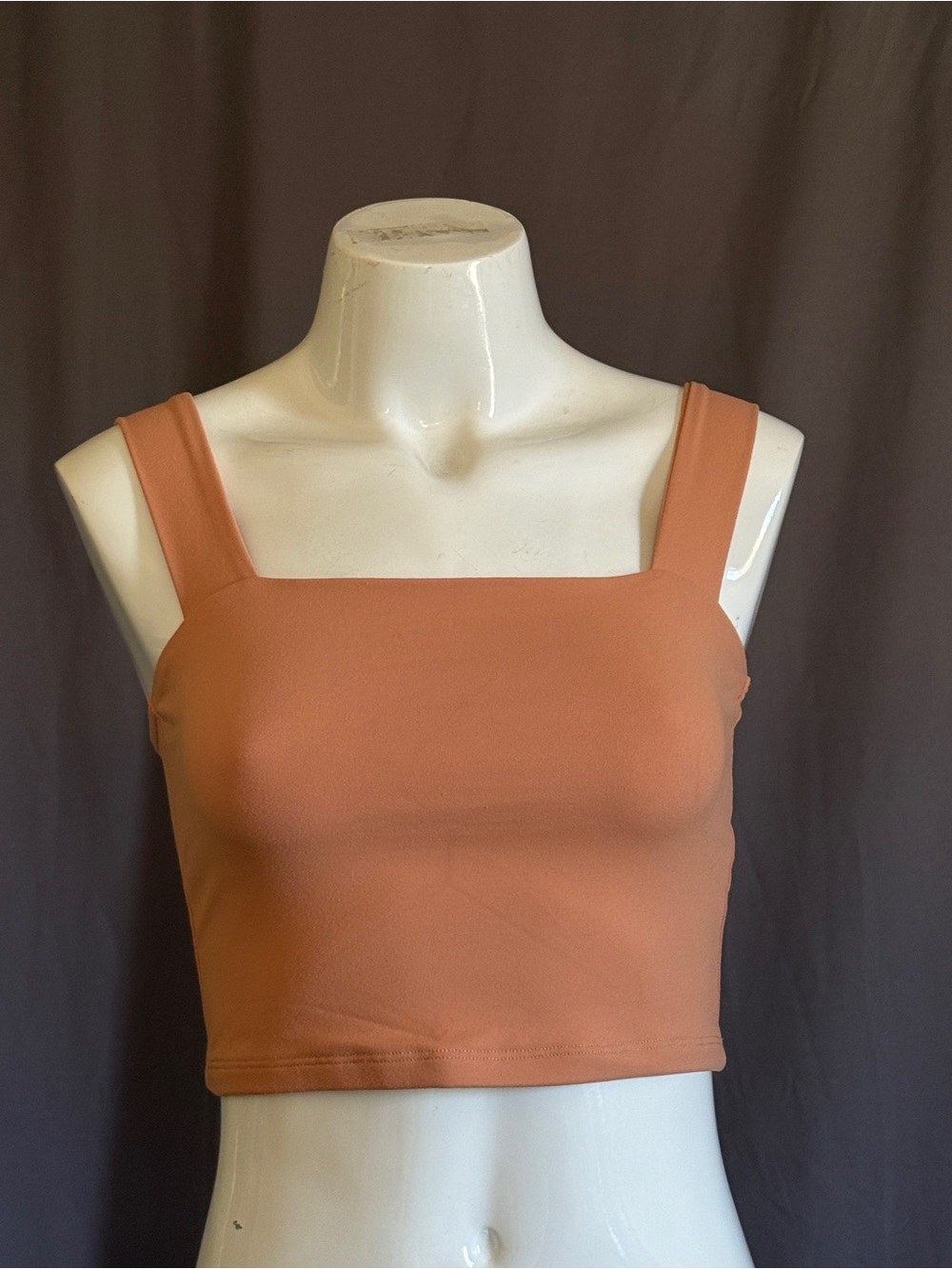Abercrombie & Fitch Dark peach-Tone Square Neck Cropped Tank